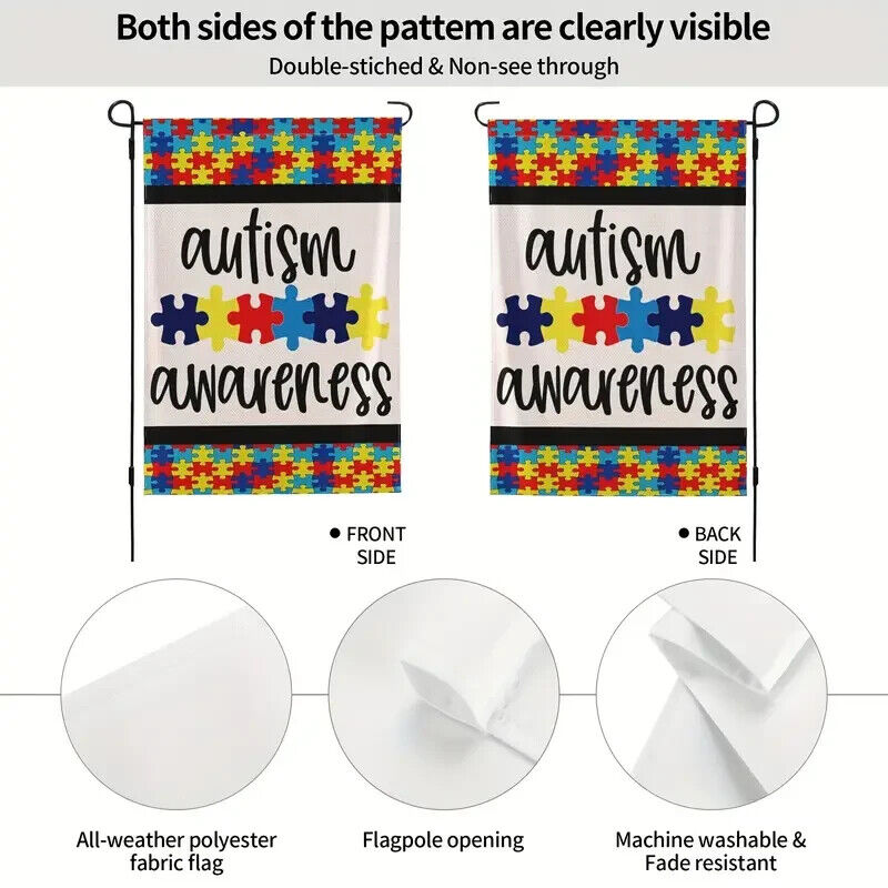 Autism Awareness Inspirational Support Garden Flag Double Sided 12.5" x 18" NEW! Home & Garden:Yard, Garden & Outdoor Living:Décor:Flags Cozy Home Treasures